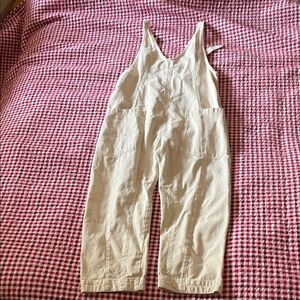 We The Free Cream Linen-Blend Overalls Label